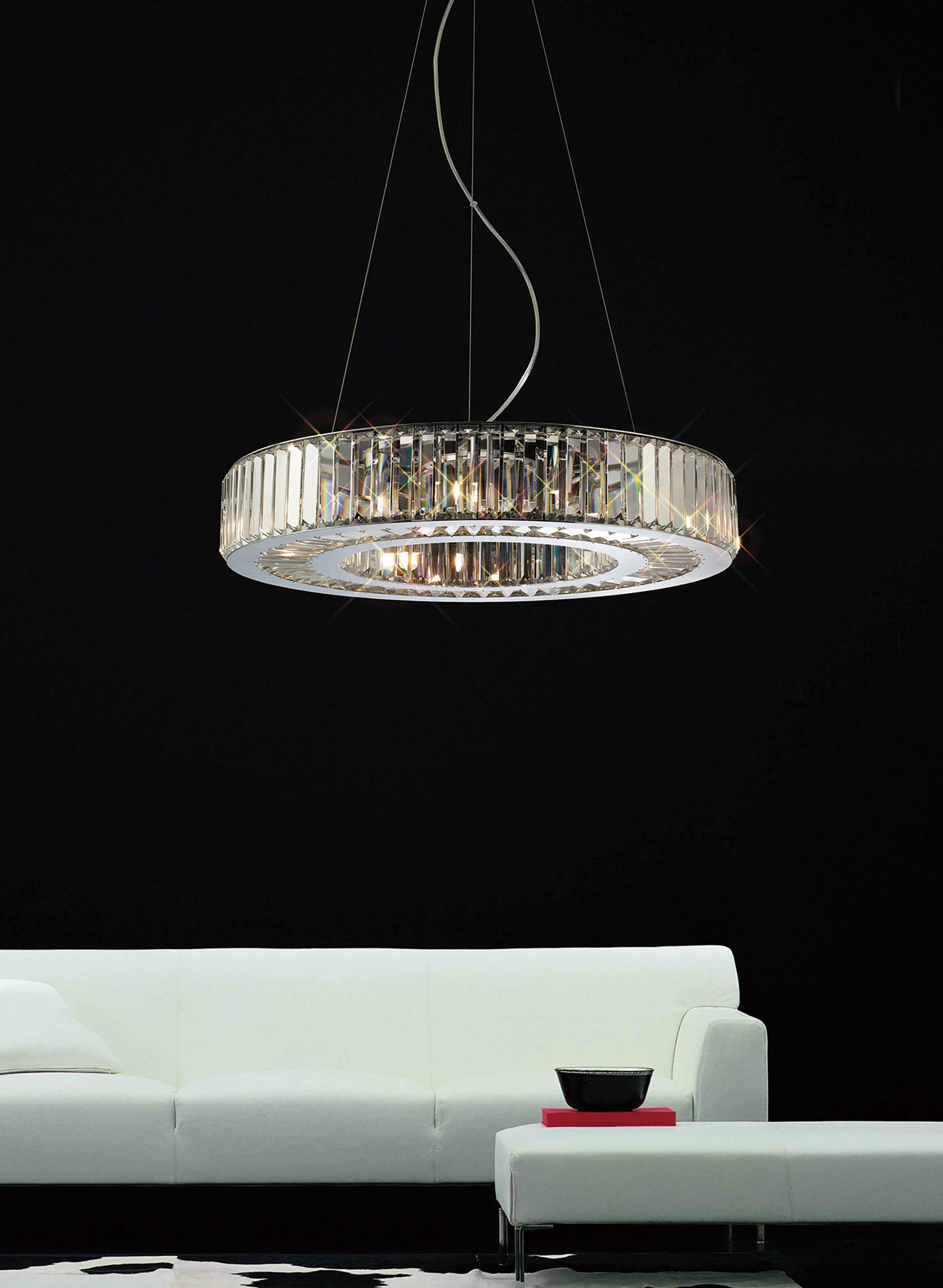 Torre Crystal Ceiling Lights Diyas Ringed & Square Crystal Fittings